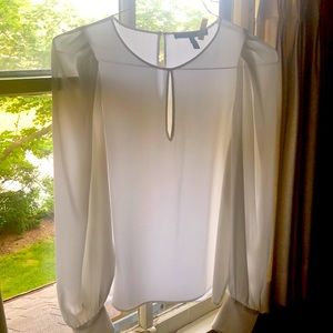 BCBG long-sleeved white blouse for work or play